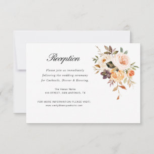 tarjeta de recepción de boda floral de otoño