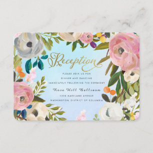 Tarjeta de Recepción de Boda Floral Jardín de Ensu