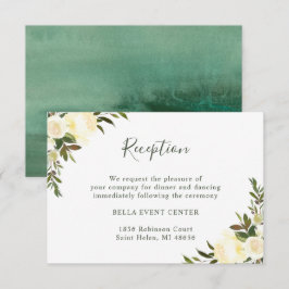 Tarjeta de Recepción de Boda Floral Marfil Verde