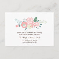 Tarjeta de recepción de boda floral moderna