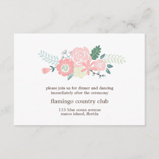 Tarjeta de recepción de boda floral moderna