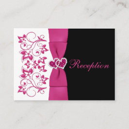 Tarjeta de recepción de boda floral rosa, blanca y