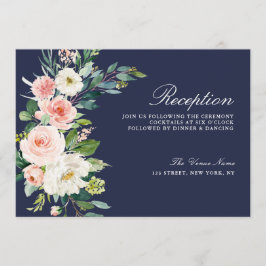 tarjeta de recepción de boda floral rosa moderna