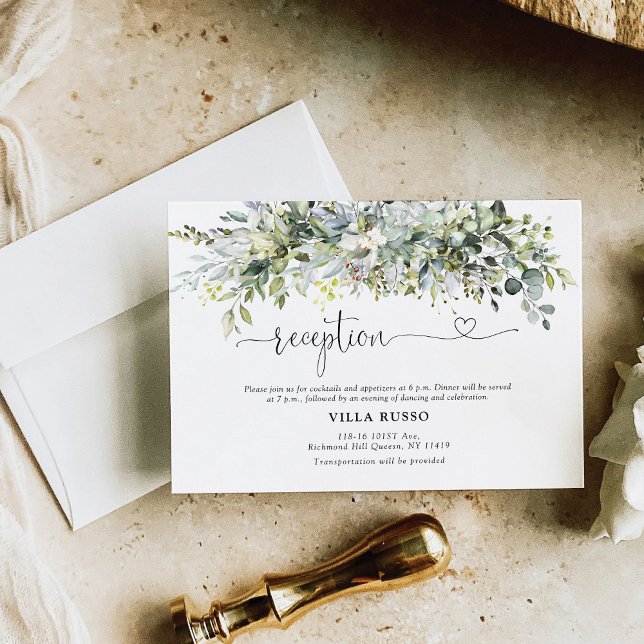 Tarjeta de recepción de Boda floral verde para cer (Subido por el creador)