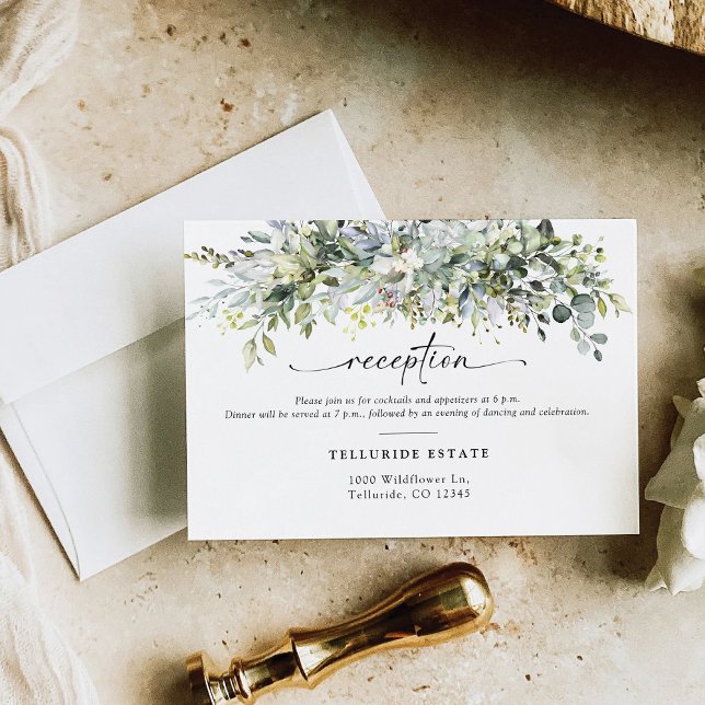 Tarjeta de recepción de Boda floral verde para cer (Subido por el creador)