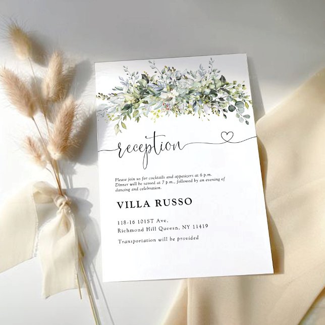 Tarjeta de recepción de Boda floral verde para cer (Subido por el creador)