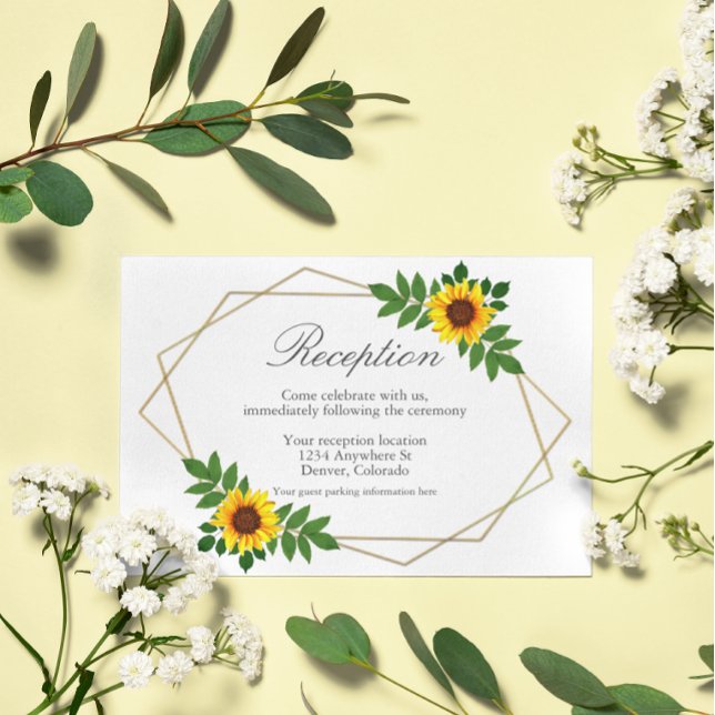 Tarjeta de recepción de boda geométrica con giraso (Subido por el creador)