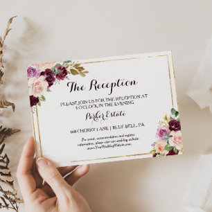 Tarjeta de recepción de Boda Geométrica de Borgoña