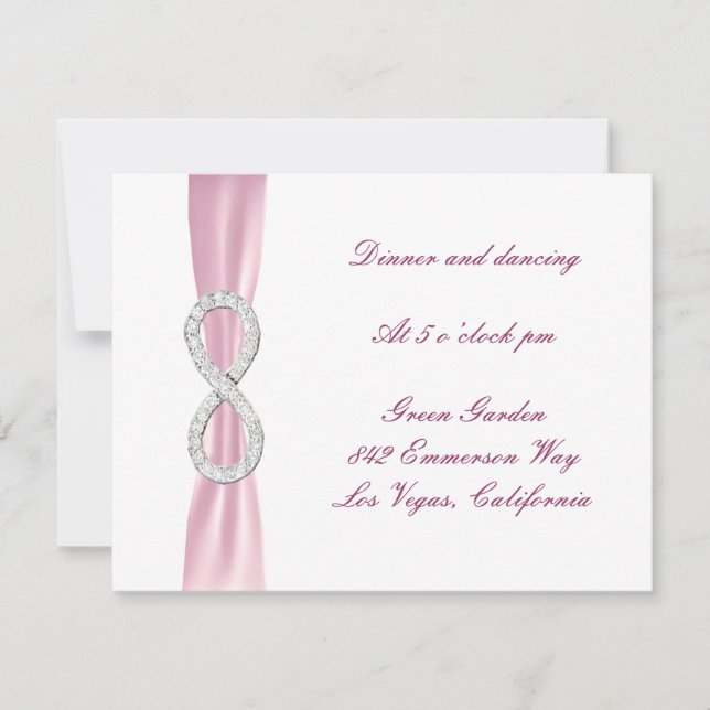 Tarjeta de recepción de boda infinita de diamante  (Anverso)