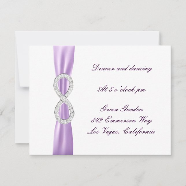 Tarjeta de recepción de boda Infinity Lavanda Diam (Anverso)