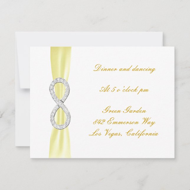 Tarjeta de recepción de boda Infinity Yellow Diamo (Anverso)