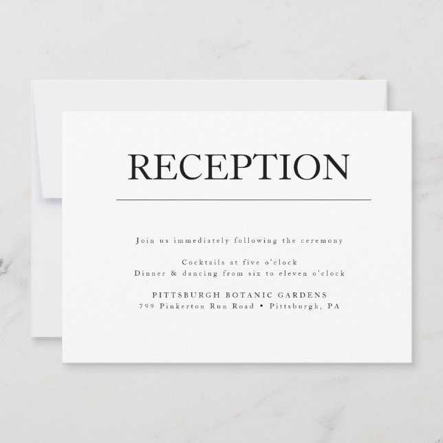 Tarjeta de recepción de boda inicial minimalista m (Anverso)