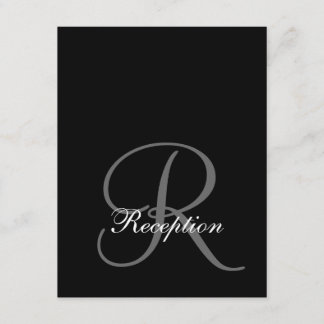 Tarjeta de recepción de boda inicial simple en neg