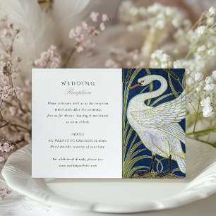 Tarjeta de recepción de boda inspirada en cisnes
