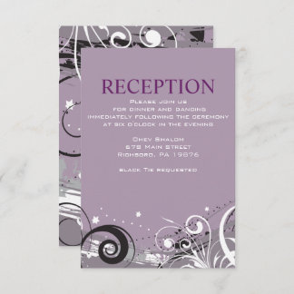 Tarjeta de recepción de boda judía GRAY SWIRLS