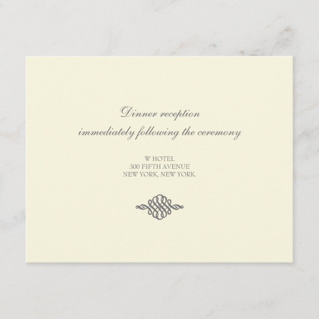 Tarjeta De Recepción De Boda // La Colección Elega (Anverso)