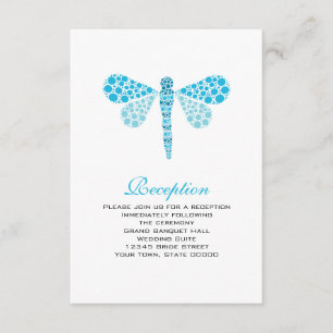 Tarjeta de recepción de boda Libélula azul y blanc