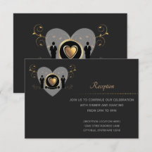 Tarjeta de recepción de boda masculina con corazón