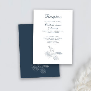Tarjeta de recepción de boda mínima de hoja tropic