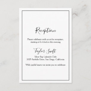 Tarjeta de Recepción de Boda Minimalista
