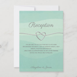 Tarjeta de recepción de boda minimalista de menta