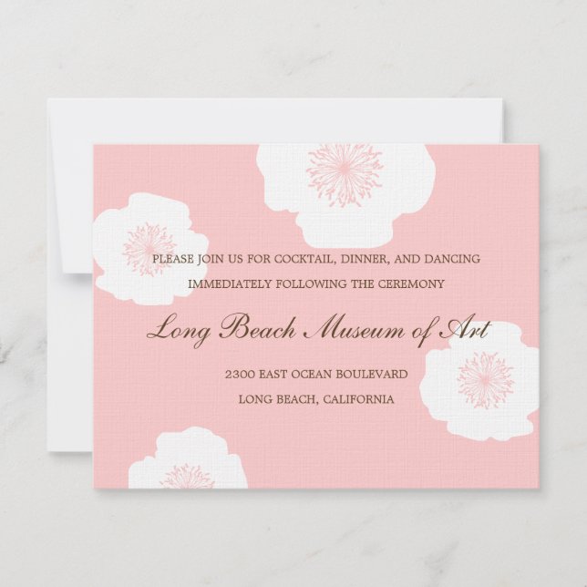 Tarjeta de recepción de boda Modern Poppies - Rosa (Anverso)