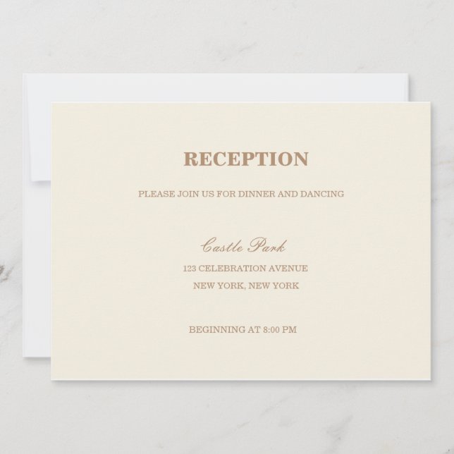 Tarjeta de recepción de boda moderna (Anverso)