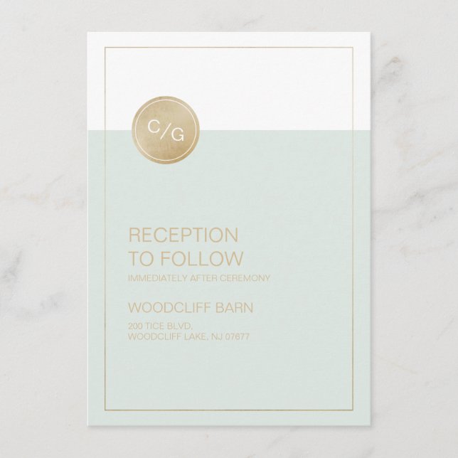 Tarjeta de recepción de boda moderna con color edi (Anverso)