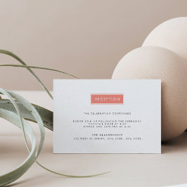 Tarjeta de recepción de boda moderna | Coral
