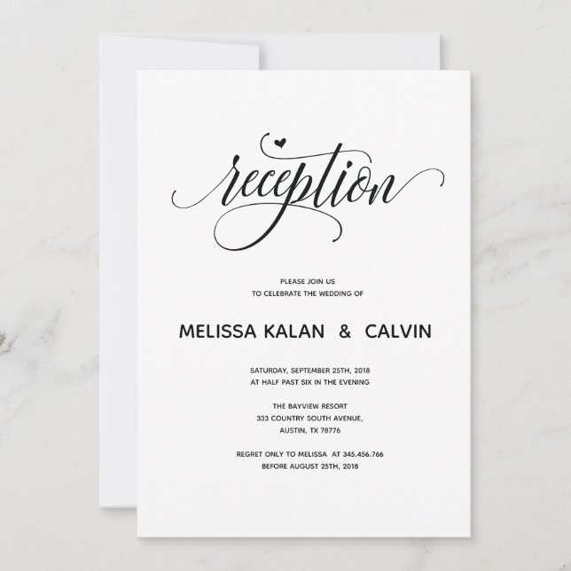 Tarjeta de recepción de boda moderna v1 (Anverso)