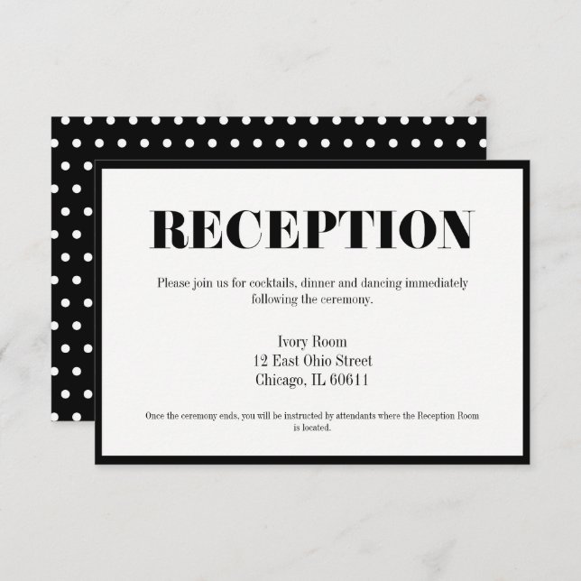Tarjeta de recepción de boda moderna y audaz para  (Anverso / Reverso)