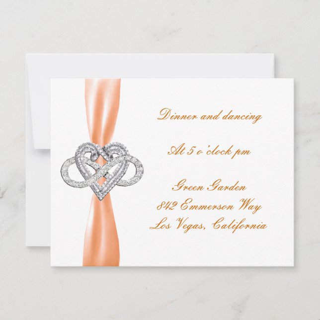 Tarjeta de recepción de boda naranja Infinity (Anverso)