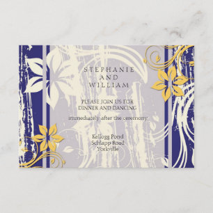 Tarjeta de recepción de Boda Natal Azul y Amarilla