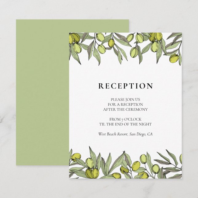 Tarjeta de recepción de boda Olive (Anverso / Reverso)