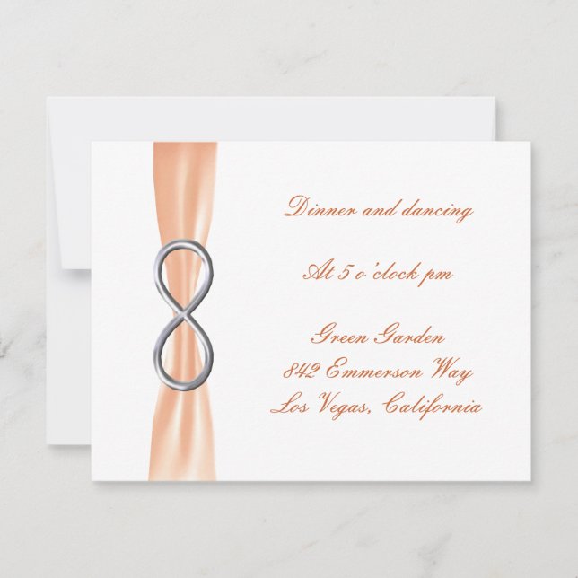 Tarjeta de recepción de boda Orange Infinity (Anverso)