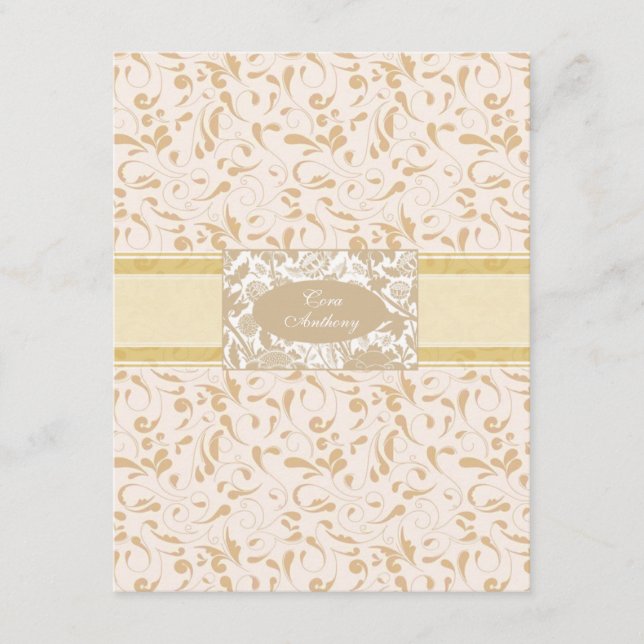 Tarjeta de recepción de boda Peony Pearl (Anverso)