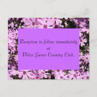 Tarjeta de recepción de boda púrpura Phlox