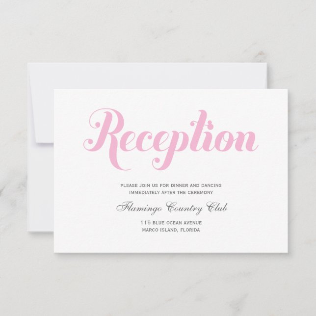 Tarjeta de recepción de boda rosa (Anverso)