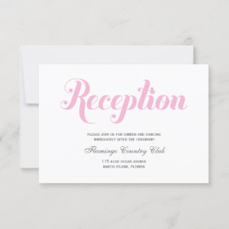 Tarjeta de recepción de boda rosa