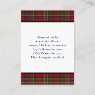Tarjeta de recepción de boda Royal Stuart Tartán