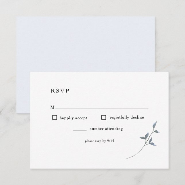 Tarjeta de recepción de boda RSVP floral simple az (Anverso / Reverso)