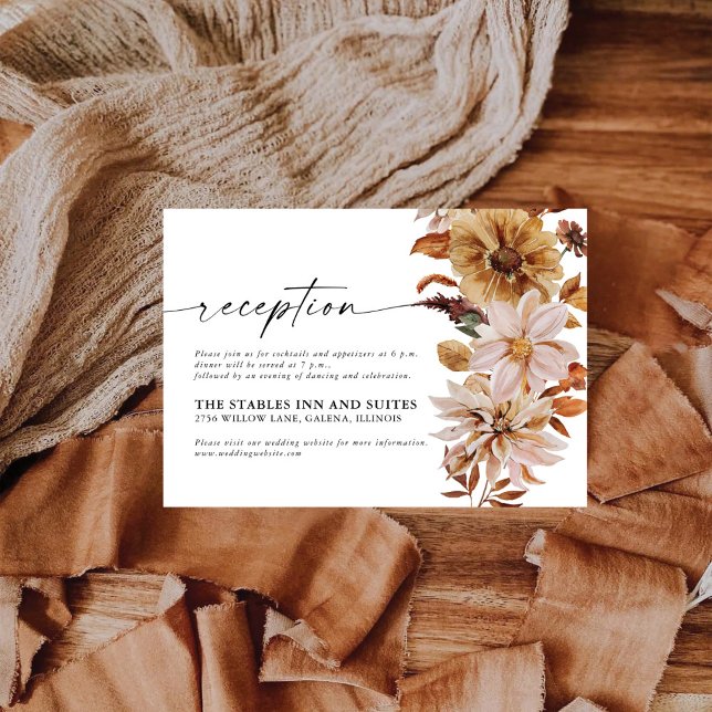 Tarjeta de recepción de boda Rustic Fall Leaves (Subido por el creador)