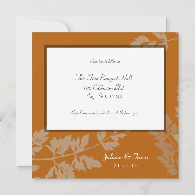Tarjeta de recepción de boda rústica (Anverso)