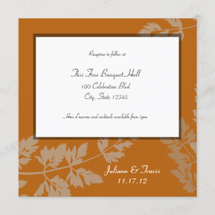 Tarjeta de recepción de boda rústica