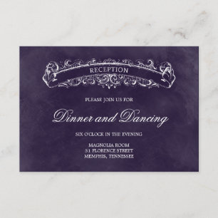 Tarjeta de Recepción de Boda Rústica Chic - Púrpur