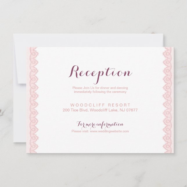 tarjeta de recepción de boda rústica con encaje vi (Anverso)