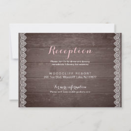 tarjeta de recepción de boda rústica de encaje vin