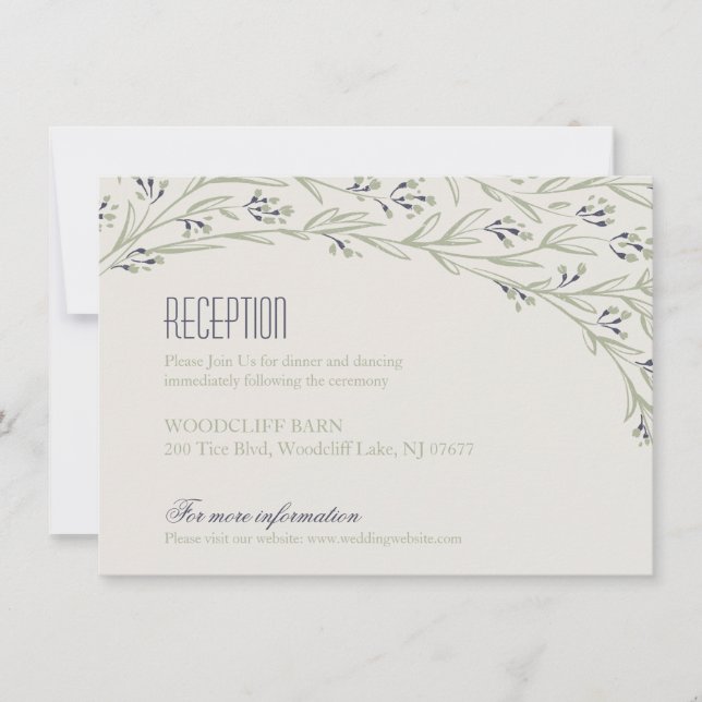 Tarjeta de recepción de boda rústica floral elegan (Anverso)