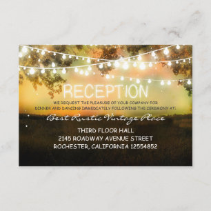 tarjeta de recepción de boda rústica vintage con l