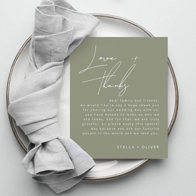 Tarjeta de recepción de boda Sage Green Calligraph (Sage Green Calligraphy Wedding Reception Card)